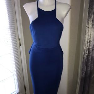 Cobalt Blue Cut Out Front Midi Dress